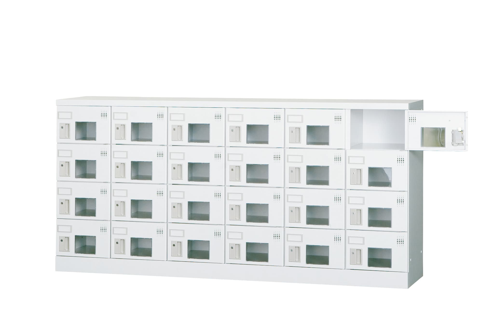 24人用ロッカー（6列4段） GLK-K24YW 窓付き（鍵無し引手・受注生産） 幅1800×奥行380×高さ880mm