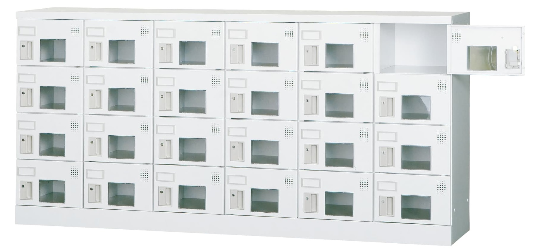 24人用ロッカー（6列4段） GLK-S24YW 窓付き（シリンダー錠）【受注生産】 幅1800×奥行380×高さ880mm