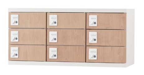 9人用小物入れボックス（3列3段）上置き専用 GLK-US9-NT （シリンダー錠）【受注生産】 幅900×奥行380×高さ470mm