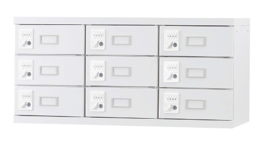 9人用小物入れボックス（3列3段）上置き専用 GLK-UK9 （鍵無し引手）【受注生産】 幅900×奥行380×高さ470mm