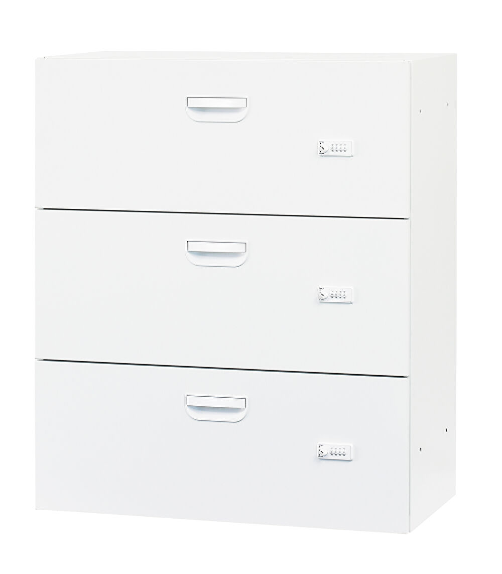 スチール ラテラル書庫3段・ダイヤル錠（受注生産） 下置き用 HOS-DL3XN 幅900×奥行450×高さ1050mm