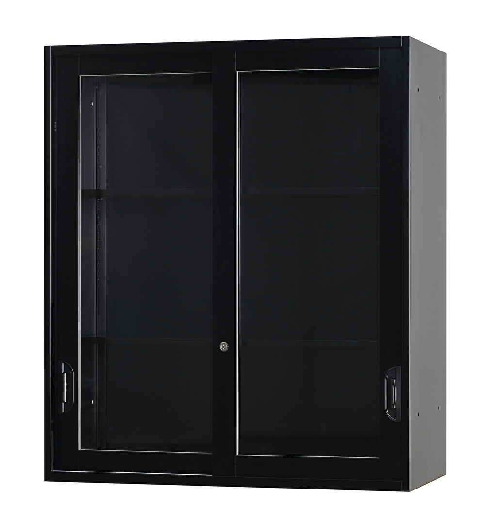 スチール ガラス引き違い書庫 上置き用 HOS-HKGXN-B 幅900×奥行450×高さ1050mm