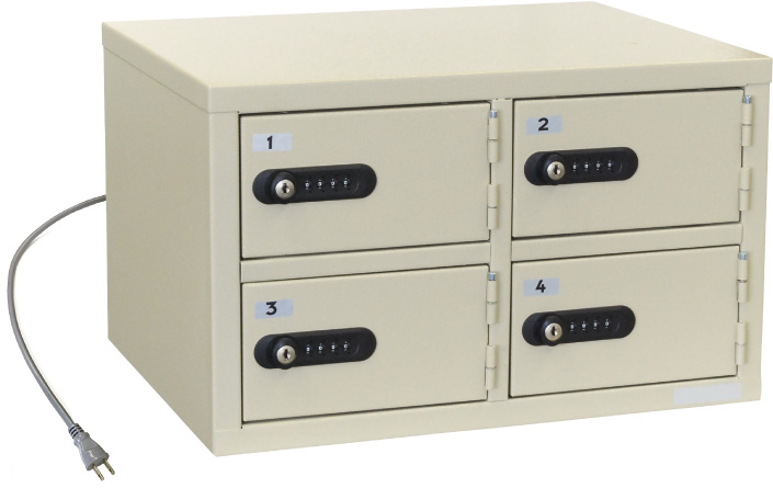 LK-304PSE エーコー パーソナル充電ロッカー（2列2段・4人用）幅417×奥行320×高さ255mm