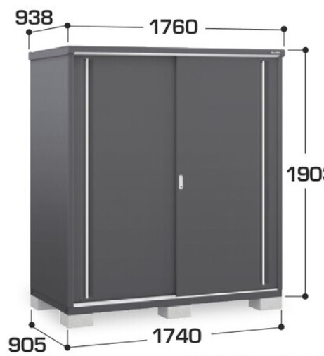 MJX-179EPF イナバ 収納庫シンプリー ・フランネルグレー  長もの収納タイプ 間口1740×奥行905×高さ1903mm