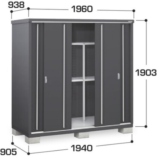 MJX-199EF イナバ 収納庫シンプリー ・フランネルグレー  全面棚タイプ 間口1940×奥行905×高さ1903mm
