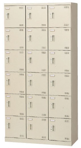 SLB-18-S2 SEIKO FAMILY 生興 3列6段/18人用シューズボックス 錠付きタイプ 幅900×奥行350×高さ1800mm