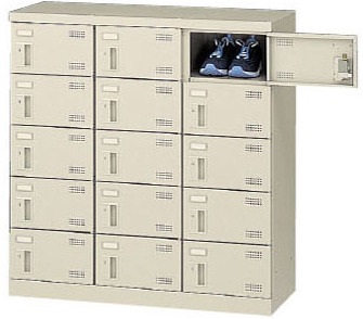 SLB-M15-S2 SEIKO FAMILY 生興 3列5段/15人用シューズボックス 錠付きタイプ 幅900×奥行350×高さ945mm