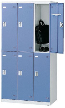 SLBB-6-R （コインリターン錠タイプ・扉色 ブルー） SEIKO FAMILY 生興 6人用ロッカー 幅900×奥行515×高さ1800mm
