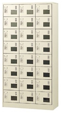 SLC-24TW-S2 3列8段・24人用窓付きシューズロッカー（錠付） 幅900×奥行380×高さ1790mm