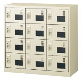 SLC-M12W-D2 3列4段・12人用窓付きシューズロッカー（ダイヤル錠） 幅900×奥行380×高さ880mm