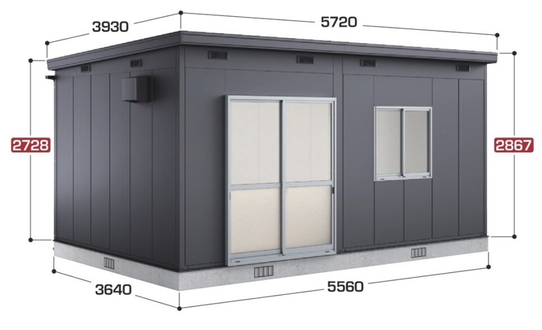 SS3-5636JPB イナバ物置 コモ・スペース 一般型 間口5560×奥行3640×高さ2867（2728）mm