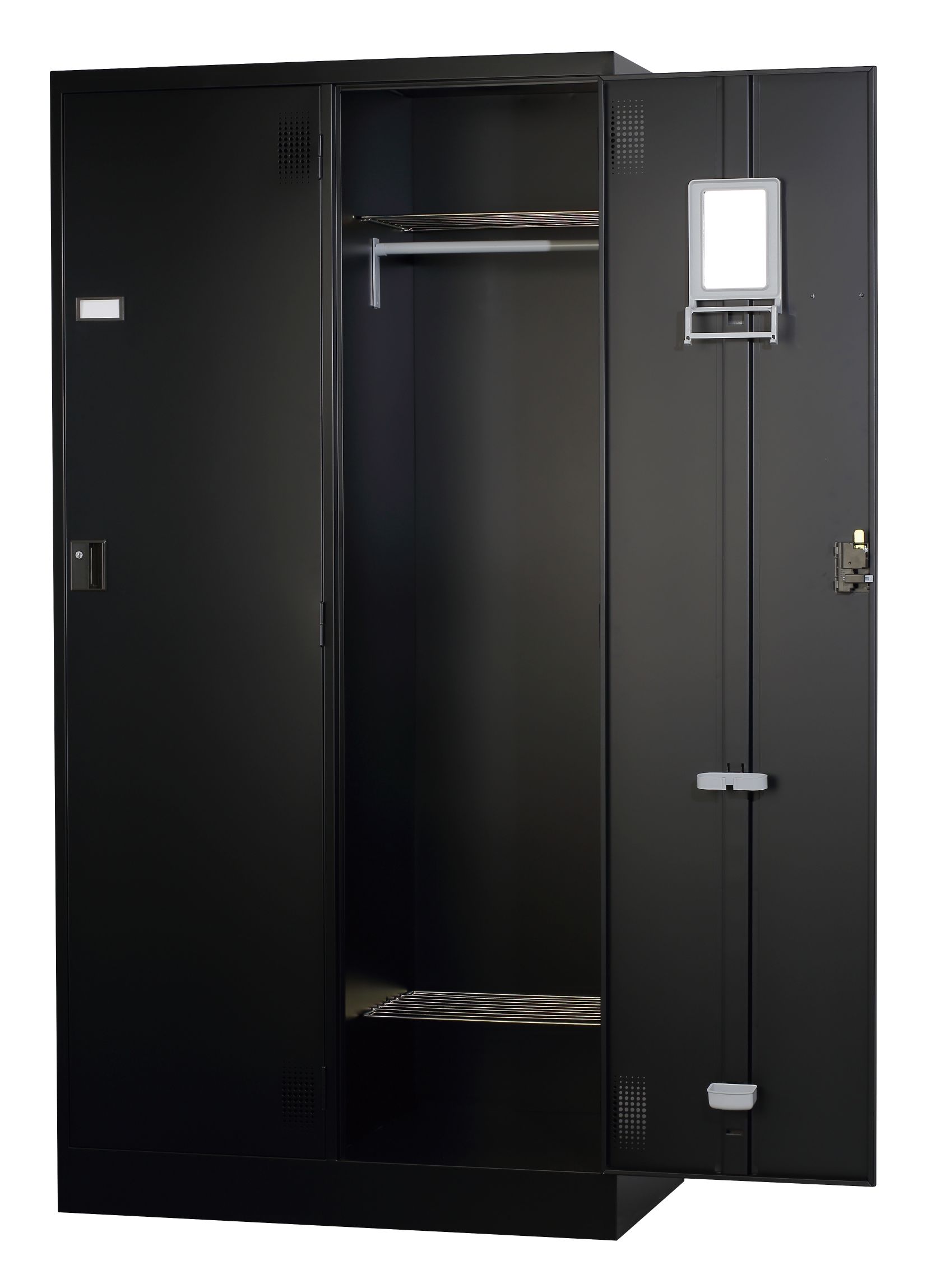 スチール2人用ロッカー ※内筒交換錠（受注生産・納期約1ヶ月） TLK-N2WN-MB 幅900×奥行515×高さ1790
