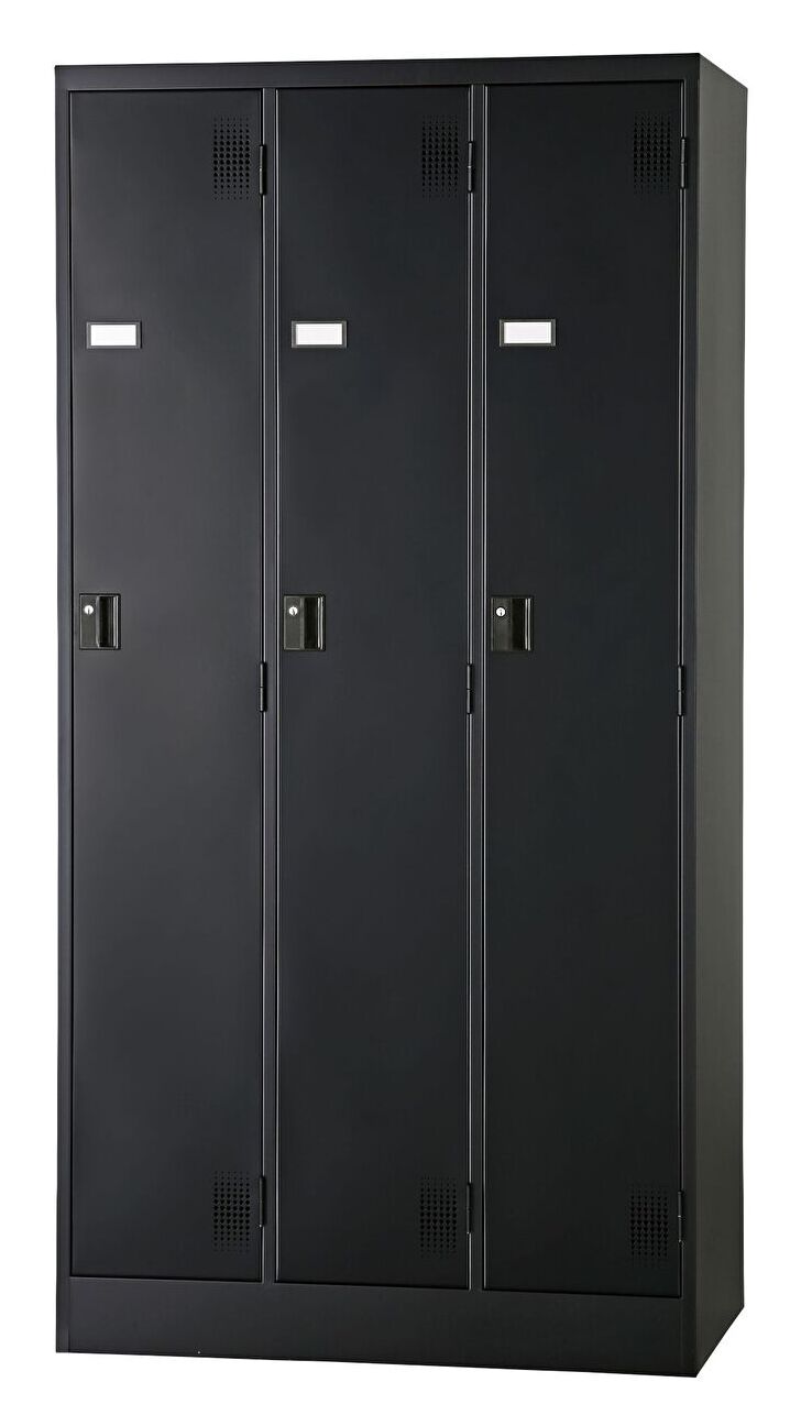 スチール3人用ロッカー※シリンダー錠 TLK-S3-MB 幅900×奥行515×高さ1790
