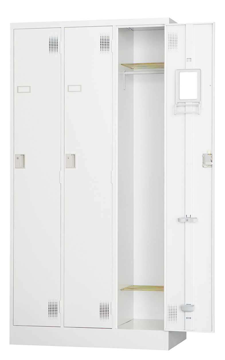 スチール3人用ロッカー※シリンダー錠 TLK-S3 幅900×奥行515×高さ1790