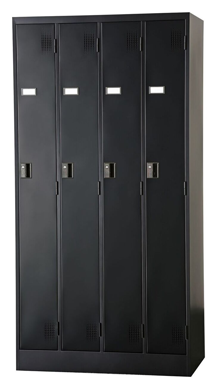 スチール4人用ロッカー※シリンダー錠 TLK-S4-MB 幅900×奥行515×高さ1790