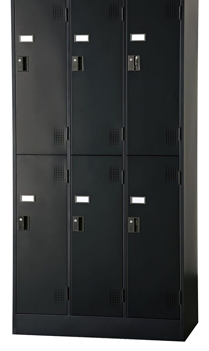 スチール6人用ロッカー※内筒交換錠（受注生産・納期約1ヶ月） TLK-N6-MB 幅900×奥行515×高さ1790