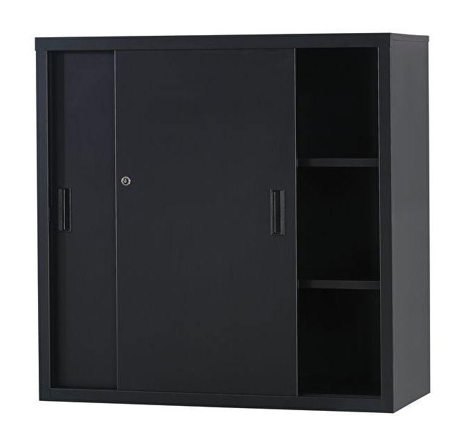 スチール引戸書庫 TS-33S-MB （マットブラック）  幅880×奥行400×高さ880