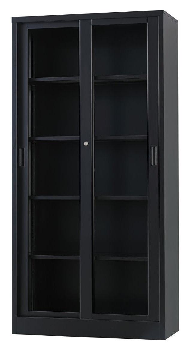 引違い書庫 TS-36DG-MB （マットブラック） 幅880×奥行515×高さ1790