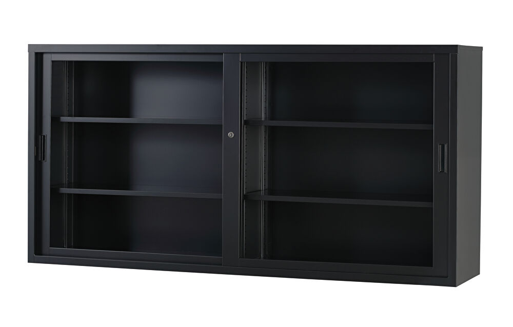 ガラス引戸書庫　 TS-63G-MB （マットブラック）  幅1760×奥行400×高さ880