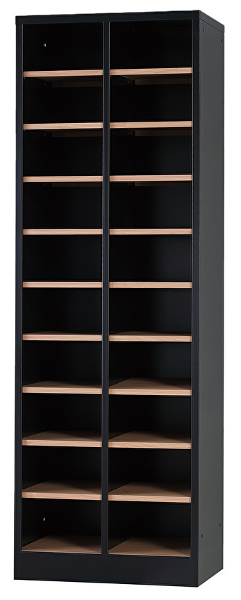 シューズロッカー（マットブラック） 20人用オープンシューズロッカー 2列10段 USL-210-MB-NT 幅511×奥行350×高さ1530mm