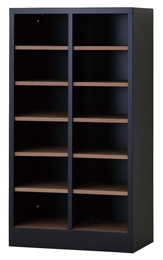 シューズロッカー（マットブラック） 12人用オープンシューズロッカー 2列6段 USL-26-MB-NT 幅511×奥行350×高さ960mm