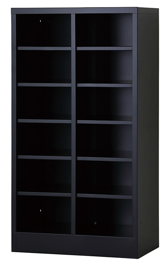 シューズロッカー（マットブラック） 12人用オープンシューズロッカー 2列6段 USL-26-MB 幅511×奥行350×高さ960mm