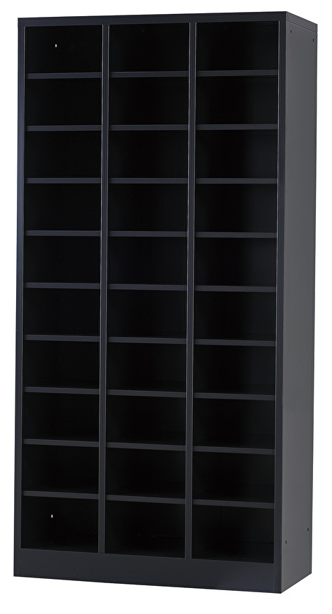 シューズロッカー（マットブラック） 30人用オープンシューズロッカー 3列10段 USL-310-MB 幅755.5×奥行350×高さ1530mm