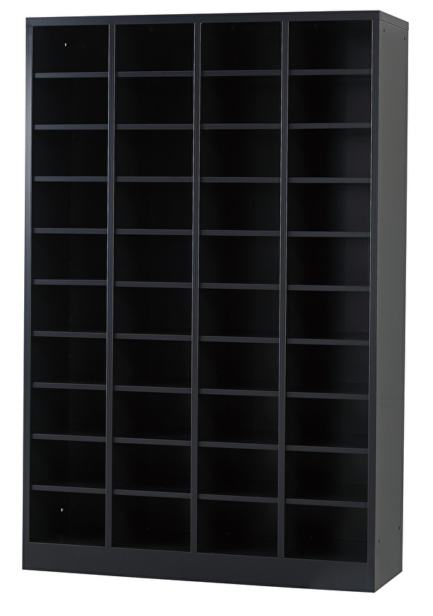 シューズロッカー（マットブラック） 40人用オープンシューズロッカー 4列10段 USL-410-MB 幅1000×奥行350×高さ1530mm