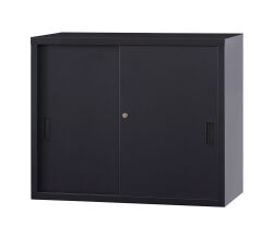 スチール引戸　上置書庫 A4-32S-MB （マットブラック） 幅880×奥行400×高さ730
