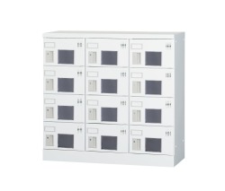 12人用ロッカー（3列4段） GLK-K12W 窓付き（鍵無し引手・受注生産） 幅900×奥行380×高さ880mm