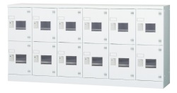 12人用ロッカー（6列2段）コーナーガード付き GLK-K12CYSW 窓付き（鍵無し引手）【受注生産】 幅1800×奥行380×高さ880mm