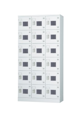 18人用ロッカー（3列6段） GLK-K18TW 窓付き（鍵無し引手・受注生産） 幅900×奥行380×高さ1790mm