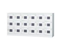 18人用ロッカー（6列3段） GLK-K18YW 窓付き（鍵無し引手・受注生産） 幅1800×奥行380×高さ880mm