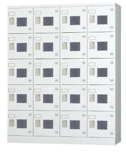 20人用ロッカー（4列5段） GLK-D20W 窓付き（ダイヤル錠）【受注生産】 幅1200×奥行380×高さ1510mm