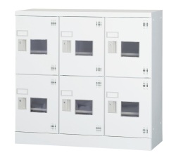 6人用ロッカー（3列2段）コーナーガード付き GLK-A6CSW 窓付き（南京錠用引手）【受注生産】 幅900×奥行380×高さ880mm