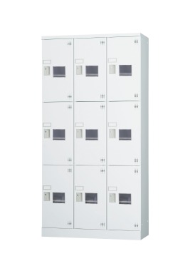 9人用ロッカー（3列3段） GLK-D9DTSW 窓付き（ダイヤル錠・受注生産） 幅900×奥行450×高さ1790mm