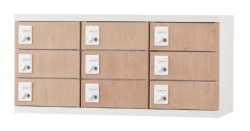 9人用小物入れボックス（3列3段）上置き専用 GLK-US9-NT （シリンダー錠）【受注生産】 幅900×奥行380×高さ470mm