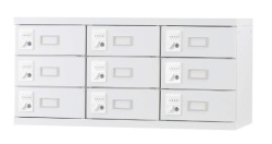 9人用小物入れボックス（3列3段）上置き専用 GLK-UK9 （鍵無し引手）【受注生産】 幅900×奥行380×高さ470mm
