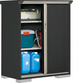 【6月末まで限定特価】GPY-116CF  （本体アイボリーブラック）  タクボ物置グランプレステージジャンプ 全面棚タイプ 幅1120×奥行650×高さ1400mm