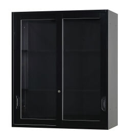スチール ガラス引き違い書庫 上置き用 HOS-HKGXN-B 幅900×奥行450×高さ1050mm