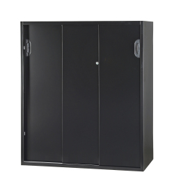 スチール3枚引き違い書庫（受注生産） 下置き用 HOS-HKS3DSX-B 幅900×奥行400×高さ1050mm