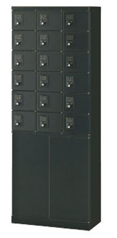 KLKK-18H-BBK (ボタン錠タイプ) 18人用貴重品ロッカー 幅600×奥行300×高さ1600mm