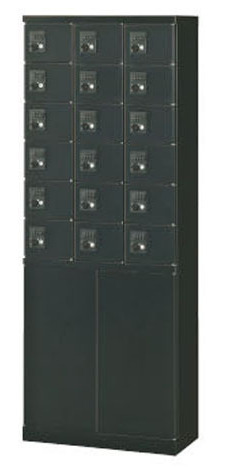 KLKK-18H-DBK (ダイヤル錠タイプ) 18人用貴重品ロッカー 幅600×奥行300×高さ1600mm
