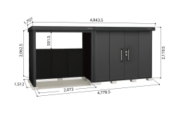 LMD-2515-BK-LKD-2215-BK ヨド物置/BLACK エルモコンビ 標準高タイプ 一般型 幅4778.5×奥行1512×高さ2119.5mm