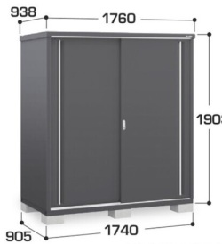 MJX-179EPF イナバ 収納庫シンプリー ・フランネルグレー  長もの収納タイプ 間口1740×奥行905×高さ1903mm