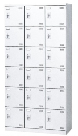 SLBW-18-S2 SEIKO FAMILY 生興 3列6段/18人用シューズボックス 錠付きタイプ 幅900×奥行350×高さ1800mm