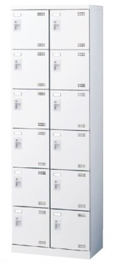 SLBW-212-S2 SEIKO FAMILY 生興 2列6段/12人用シューズボックス 錠付きタイプ 幅600×奥行350×高さ1800mm