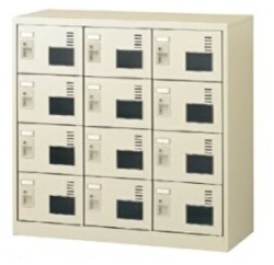 SLC-M12W-D2 3列4段・12人用窓付きシューズロッカー（ダイヤル錠） 幅900×奥行380×高さ880mm