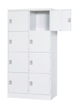スチール 8人用ロッカー（受注生産品） 2列4段浅型ダイヤル錠 TLK-DC8 幅900×奥行515×高さ1790mm