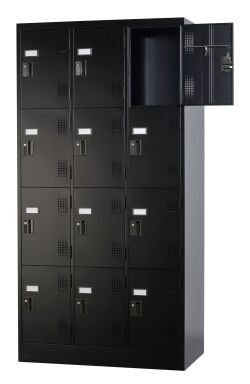 スチール12人用ロッカー※ダイヤルロック式  TLK-D12N-MB  幅900×奥行515×高さ1790
